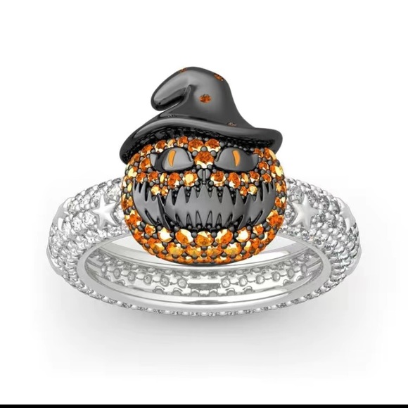 Accessories - Halloween Jack-O-Lantern Pumpkin Rhinestone Ring Costume Jewelry